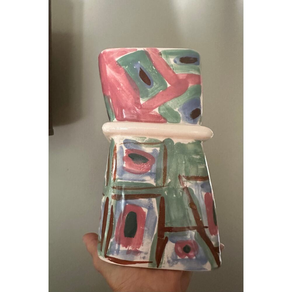 Vintage hand-painted vase colorful abstract unique rare one of a kind unique - Picture 2 of 16